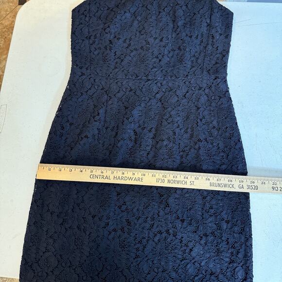 BOSS Hugo Boss Dasicana Lace Pencil Dress 8 US Navy Blue Cocktail Quiet Luxury - Picture 13 of 15